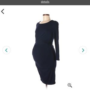 Seraphine Maternity Sz 6 Dk Blue Solid Dress